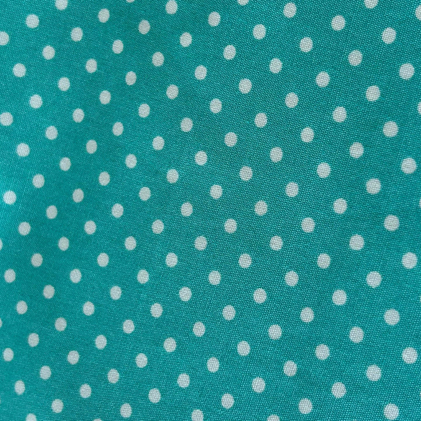 Cotton Poplin Light Turquoise with 3mm white spots by Rose & Hubble