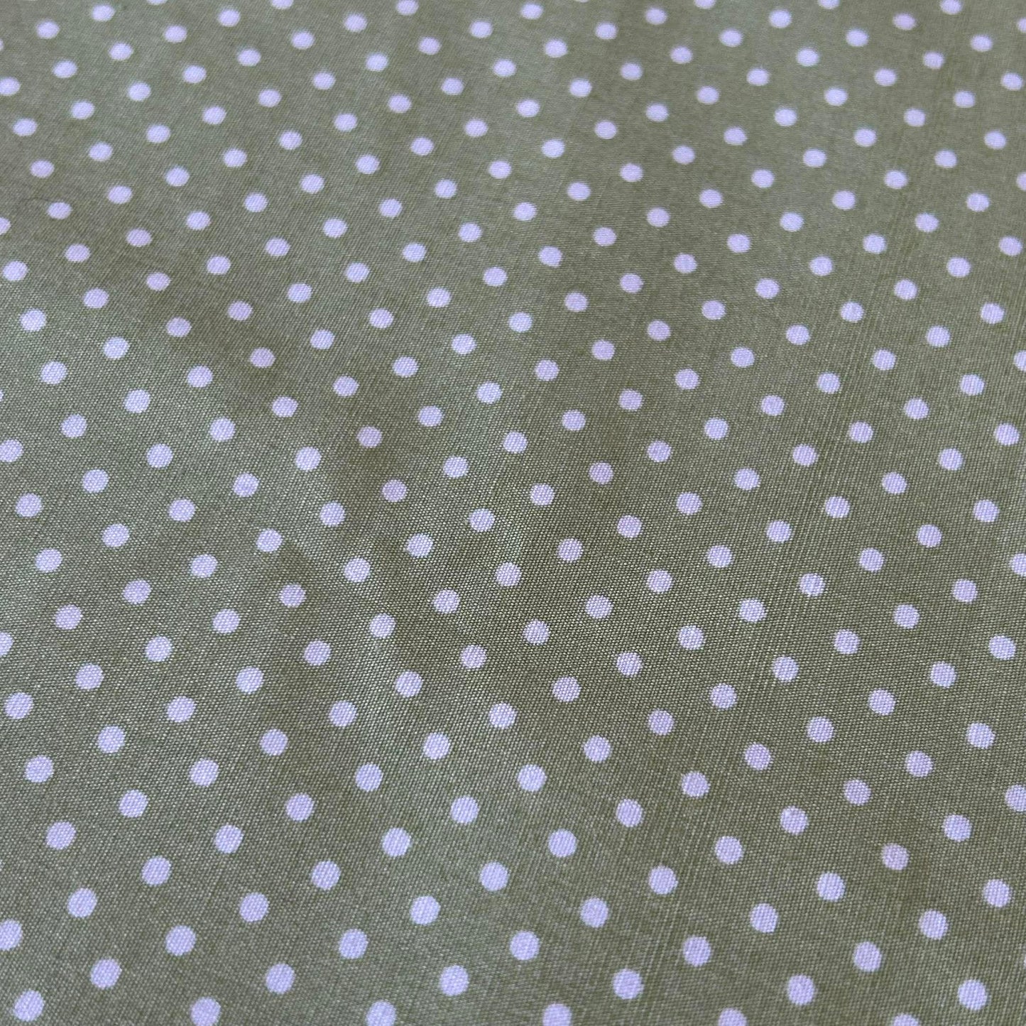 Cotton Poplin Meadow Green with 3mm white spots by Rose & Hubble