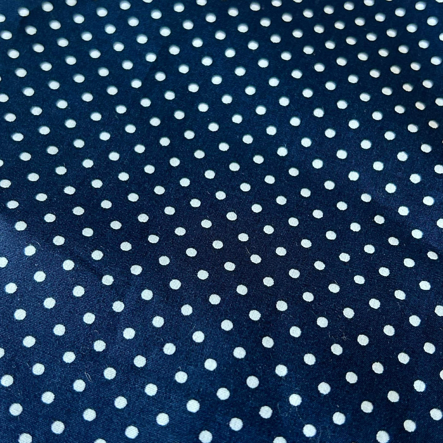 Cotton Poplin Navy Blue with 3mm white spots by Rose and Hubble