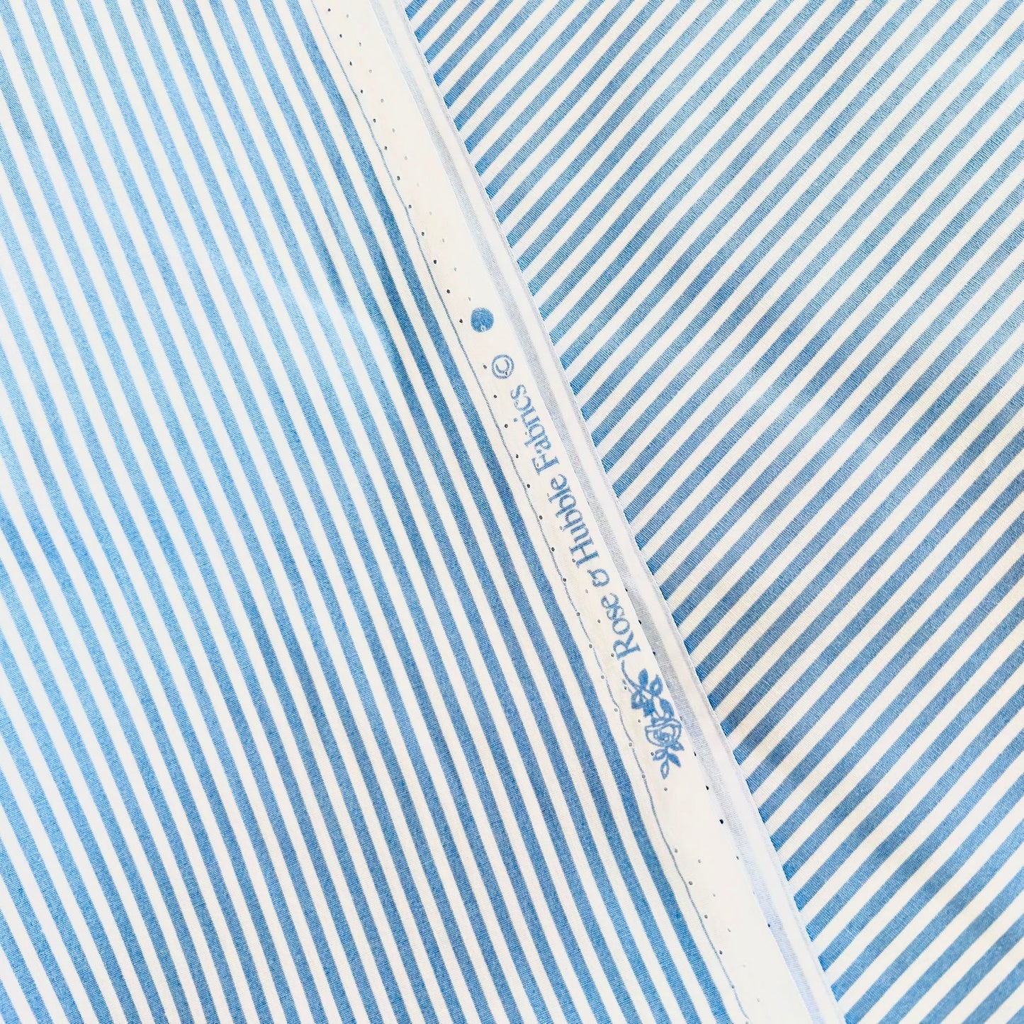 Cotton Poplin Light Blue/White 3mm stripe by Rose & Hubble
