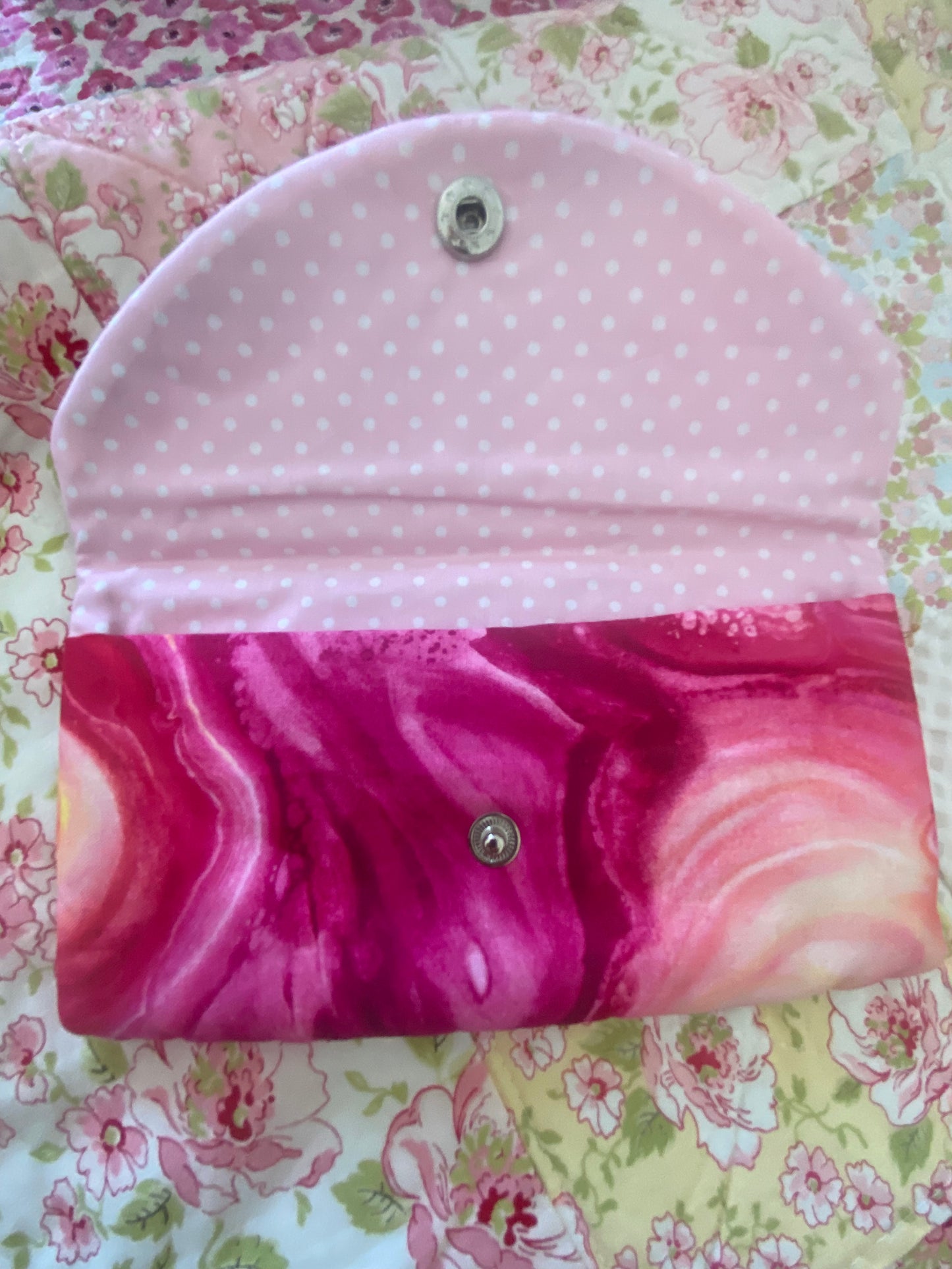 Popper Pouch Pink Quilted 9 x 4”