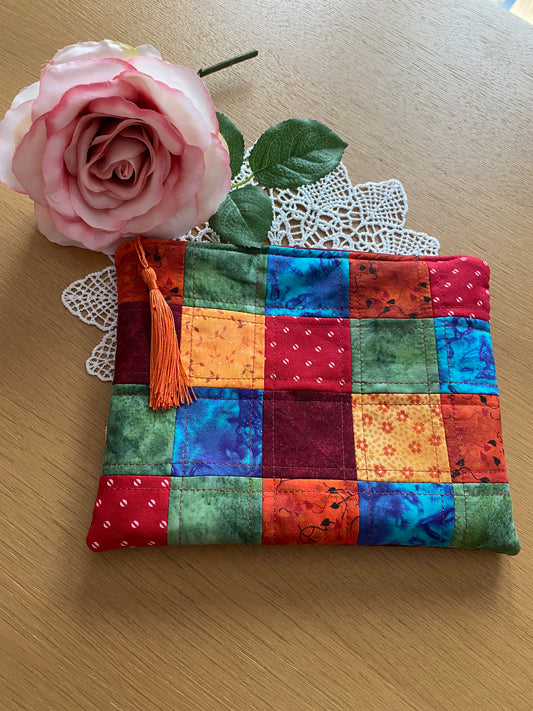 Patchwork Quilted pouch/bag with Tassel