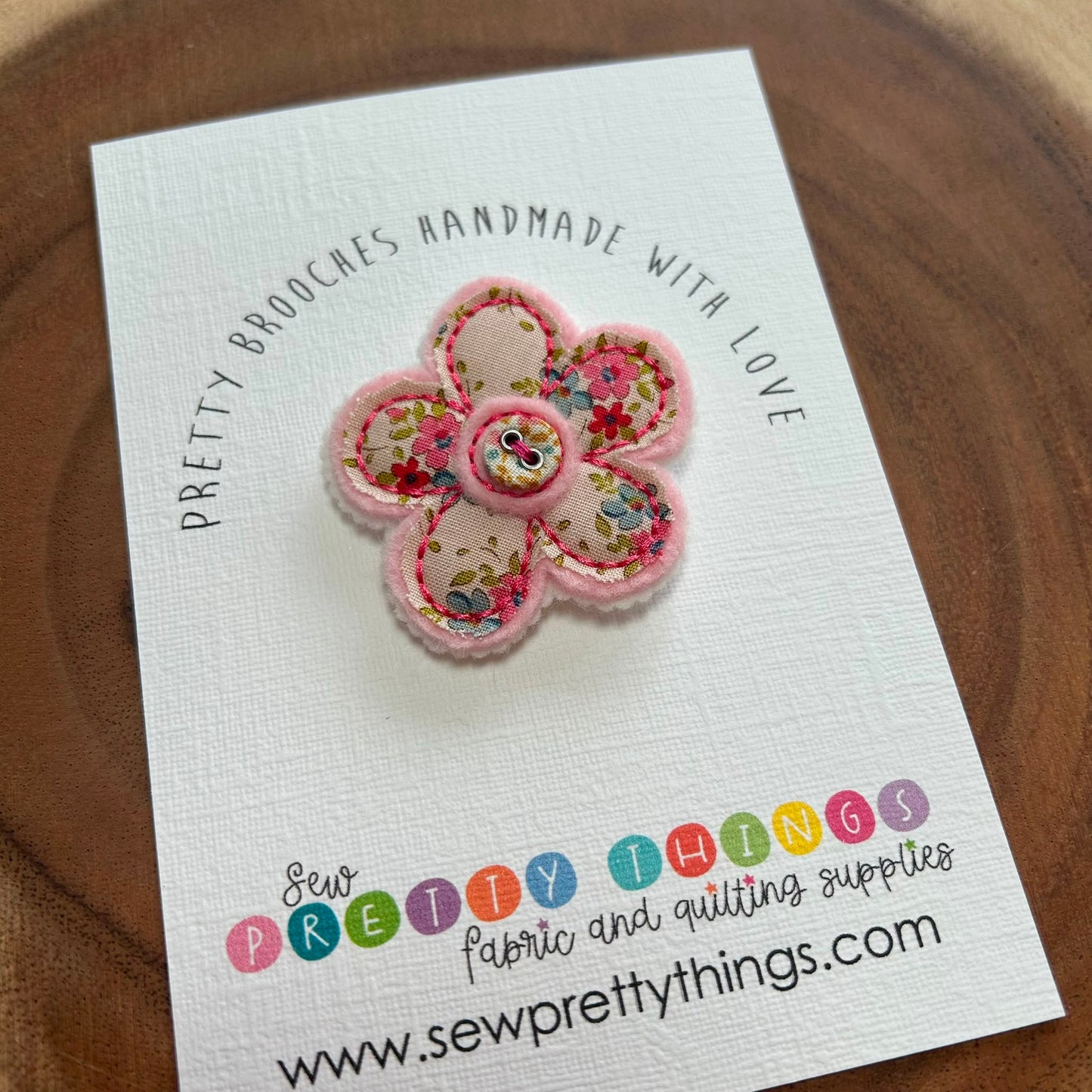 Brooch, Flower, Felt and Tilda Fabric