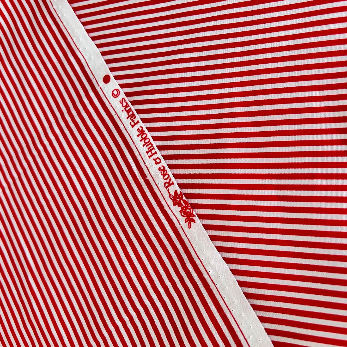 Cotton Poplin Red/White 3mm stripe