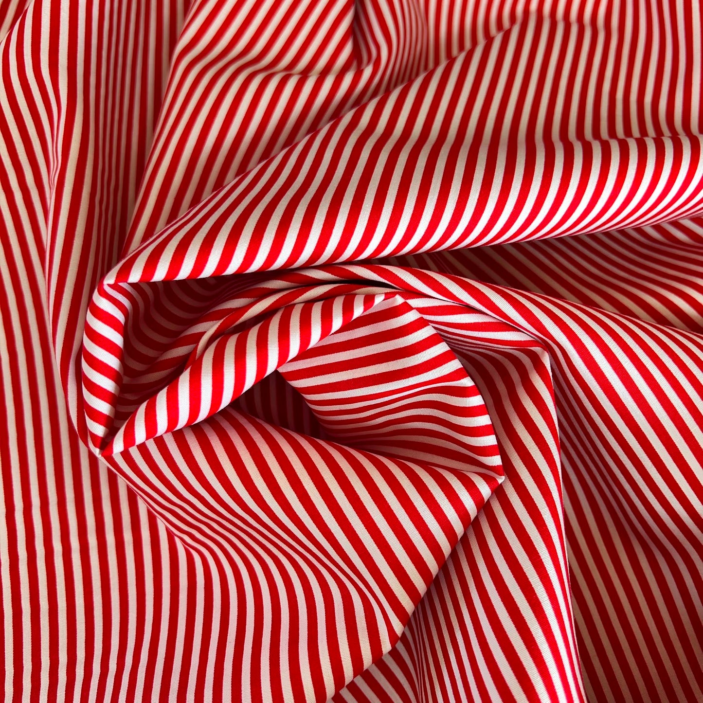 Cotton Poplin Red/White 3mm stripe