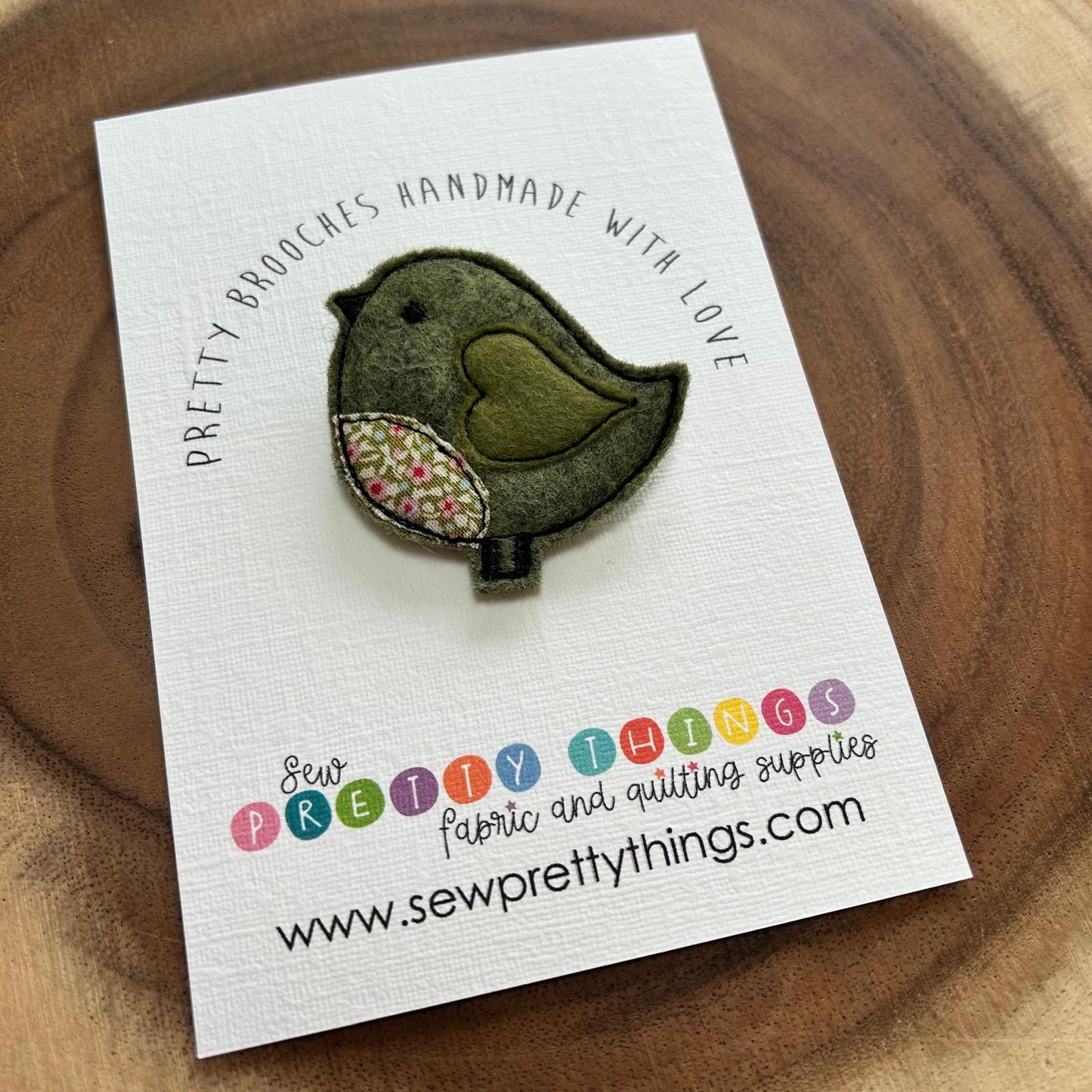 Brooch, Green Bird, felt