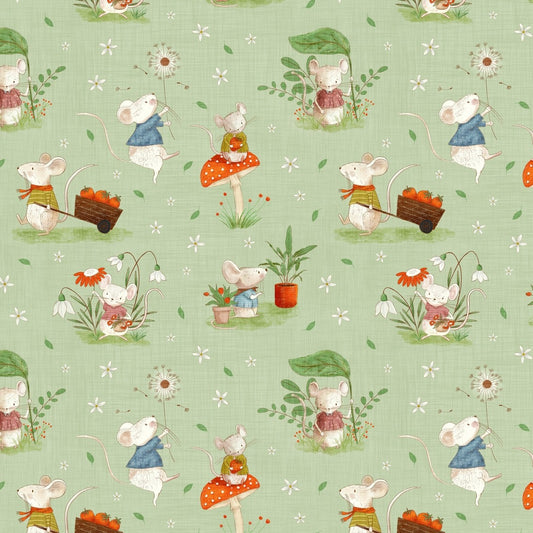 Whimsical Fields - Mice (Green)