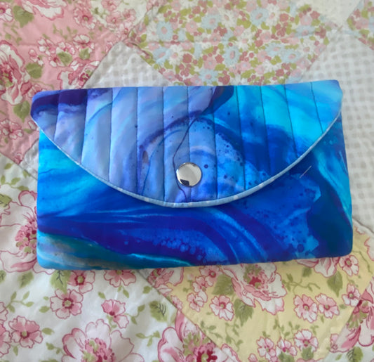 Popper Pouch in blues 9 x 4”
