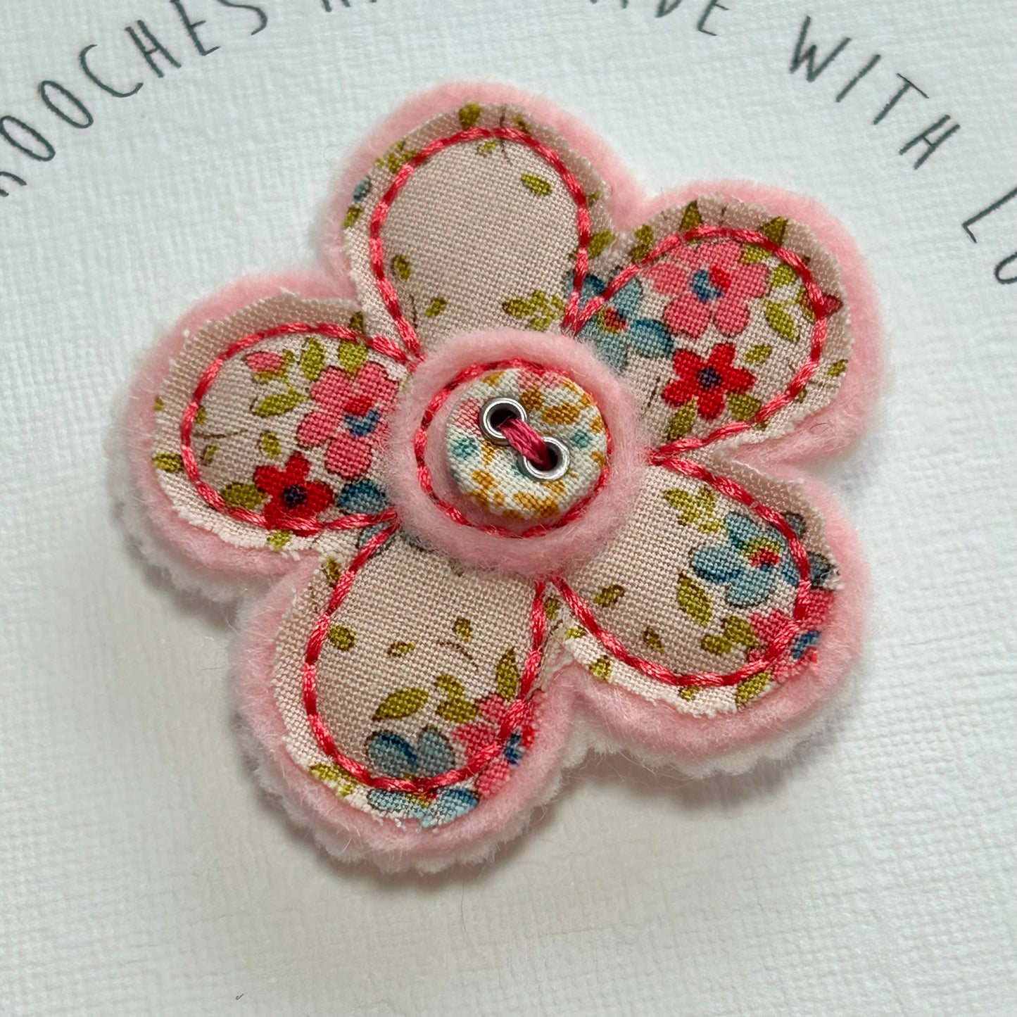 Brooch, Flower, Felt and Tilda Fabric