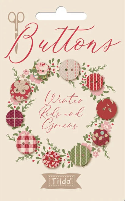Winter Reds & Greens Tilda Buttons