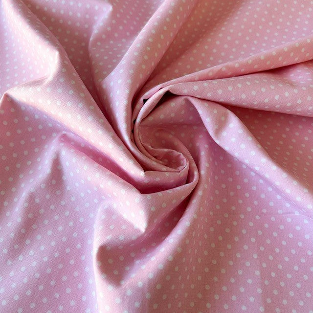 Cotton Poplin light Pink with 3mm White Spots by Rose & Hubble