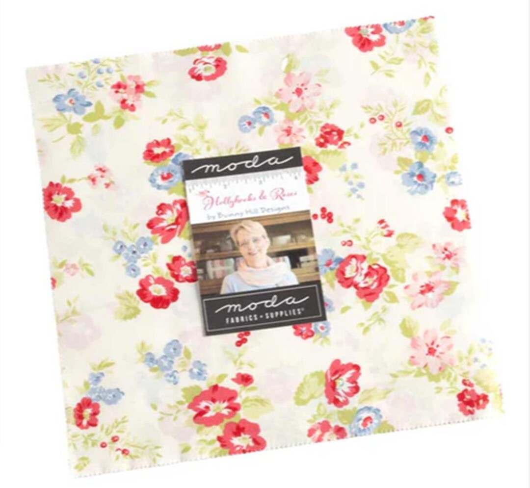 Hollyhocks & Roses by Bunnyhill Designs for Moda