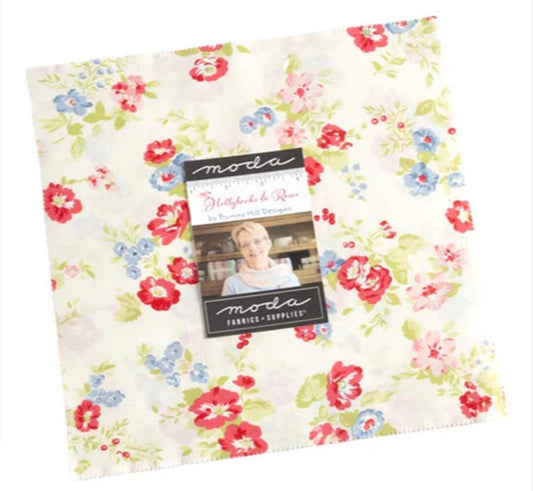 Hollyhocks & Roses by Bunnyhill Designs for Moda